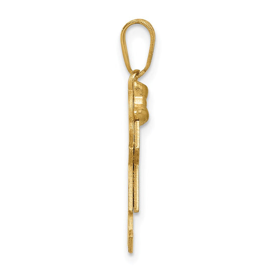 14k The Kids Solid Engravable Small Girl with Bow on Left Joy Charm