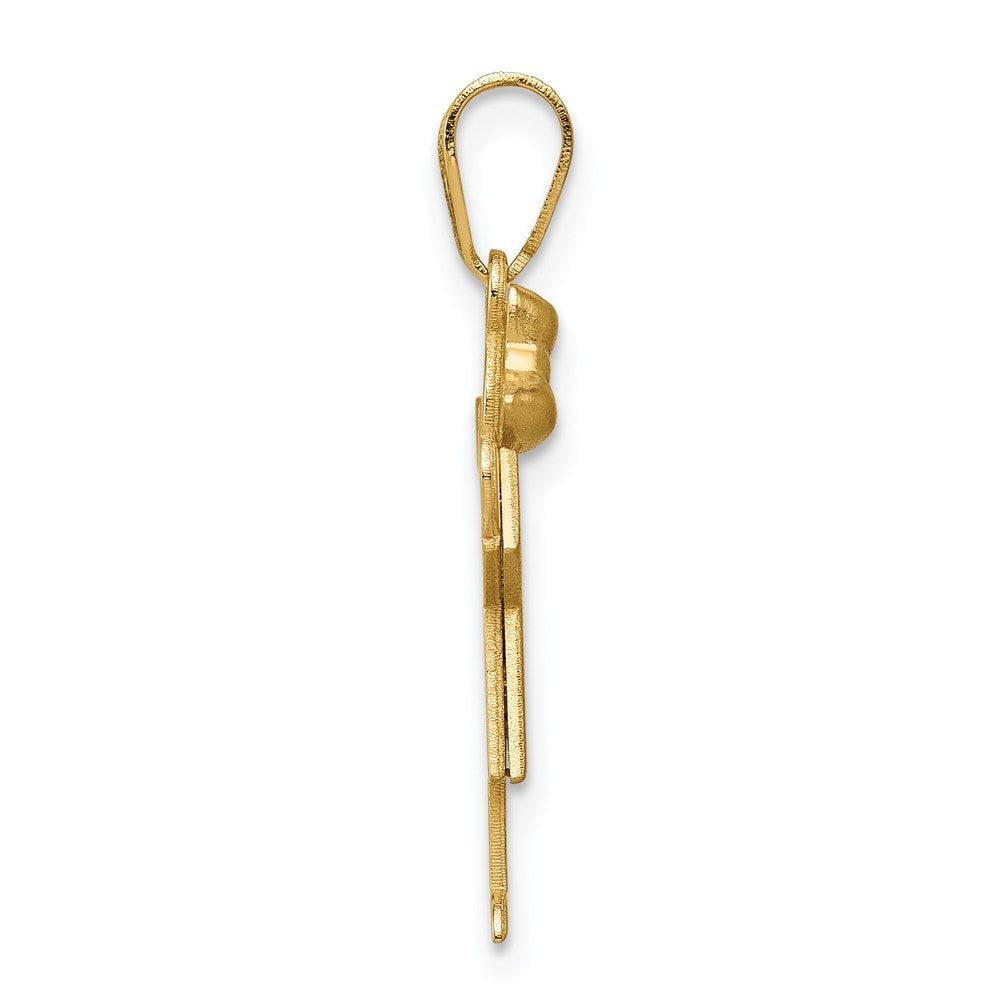 14k The Kids Solid Engravable Small Girl with Bow on Left Love Charm
