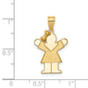 14k The Kids Solid Engravable Small Girl with Bow on Left Love Charm