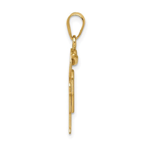14k The Kids Solid Engravable Small Boy with Hat on Right Hugs Charm