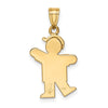 14k The Kids Solid Engravable Small Boy with Hat on Left Kiss Charm