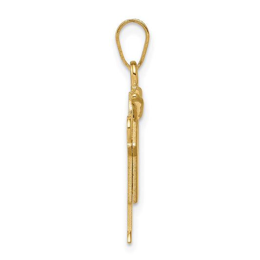 14k The Kids Solid Engravable Small Boy with Hat on Right Love Charm