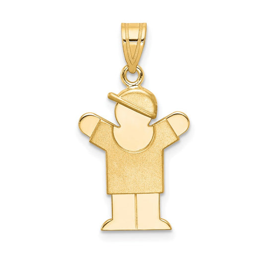 14k The Kids Solid Engravable Small Boy with Hat on Right Love Charm