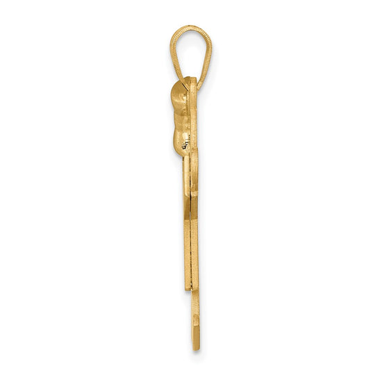 14k The Kids Solid Engravable Medium Girl with Bow on Left Joy Charm