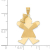 14k The Kids Solid Engravable Medium Girl with Bow on Left Joy Charm
