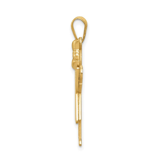 14k The Kids Solid Engravable Medium Girl with Ruffles and Bow on Right Love Charm