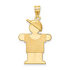 14k The Kids Solid Engravable Medium Boy with Hat on Right Hugs Charm