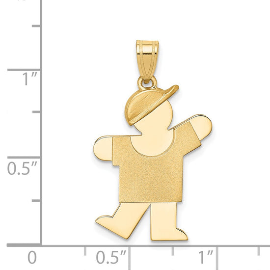 14k The Kids Solid Engravable Medium Boy with Hat on Left Kiss Charm
