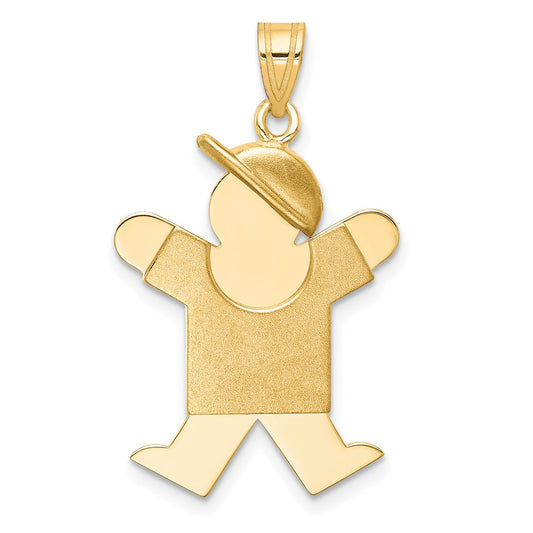 14k The Kids Solid Engravable Medium Boy with Hat on Right Joy Charm