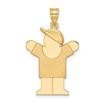 14k The Kids Solid Engravable Medium Boy with Hat on Right Love Charm