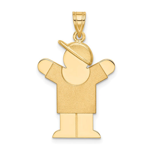 14k The Kids Solid Engravable Medium Boy with Hat on Right Love Charm