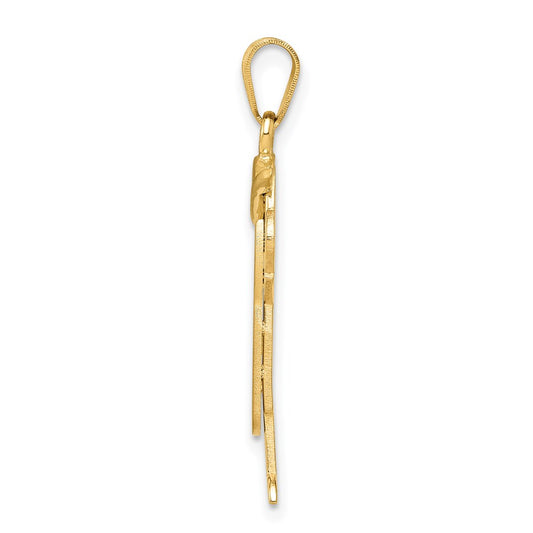 14k The Kids Solid Engravable Medium Boy in Overalls with Hat on Left Love Charm