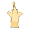 14k The Kids Solid Engravable Medium Boy in Overalls with Hat on Left Love Charm