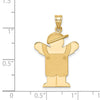 14k The Kids Solid Engravable Medium Boy in Overalls with Hat on Left Love Charm