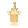 14k The Kids Solid Engravable Medium Boy in Overalls with Hat on Left Love Charm
