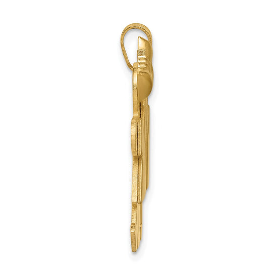 14k The Kids Solid Engravable Medium Girl on Left and Boy on Right Kiss Charm