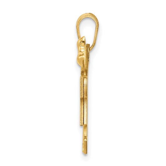 14k The Kids Solid Engravable Small Double Girls Kiss Charm