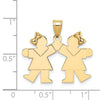 14k The Kids Solid Engravable Small Double Girls Kiss Charm