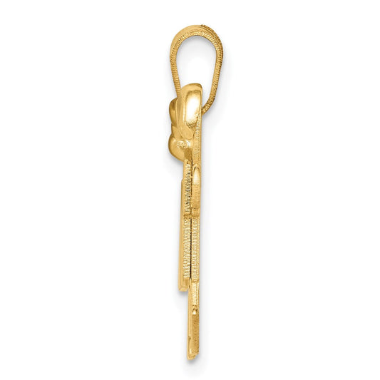 14k The Kids Solid Engravable Small Girl on Left and Boy on Right Kiss Charm