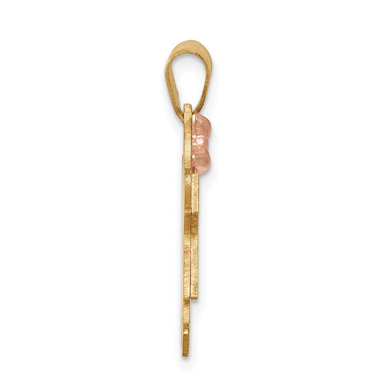 14k Two-tone The Kids Small Girl with Bow on Left Engravable Joy Charm