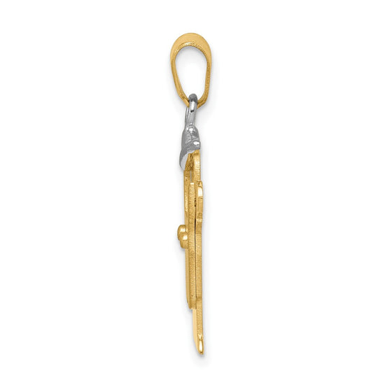14k Two-tone The Kids Small Boy in Overalls with Hat on Left Engravable Love Charm