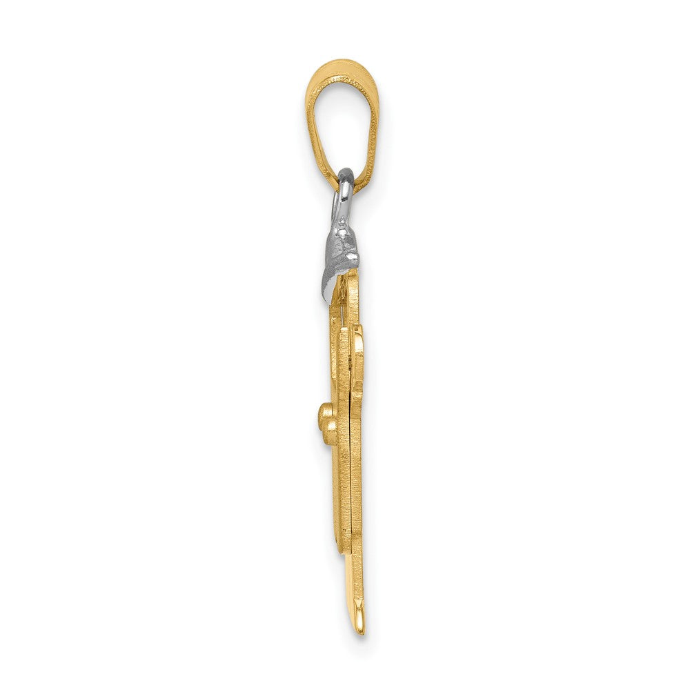 14k Two-tone The Kids Small Boy in Overalls with Hat on Left Engravable Love Charm
