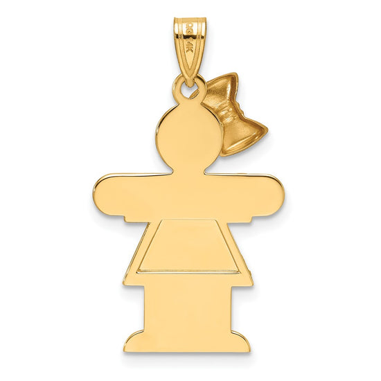 14k Two-tone The Kids Medium Girl with Bow on Left Engravable Hugs Charm