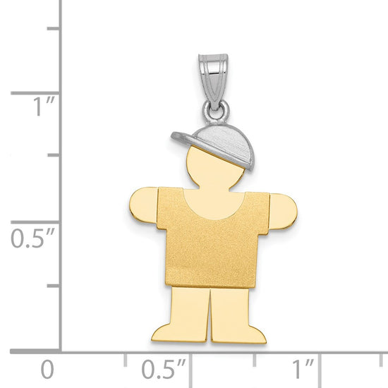 14k Two-tone The Kids Medium Boy with Hat on Right Engravable Hugs Charm