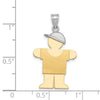 14k Two-tone The Kids Medium Boy with Hat on Right Engravable Hugs Charm