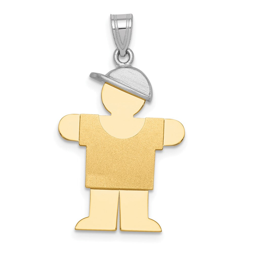 14k Two-tone The Kids Medium Boy with Hat on Right Engravable Hugs Charm