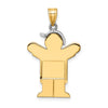 14k Two-tone The Kids Medium Boy in Overalls with Hat on Left Engravable Love Charm