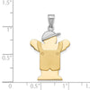 14k Two-tone The Kids Medium Boy in Overalls with Hat on Left Engravable Love Charm