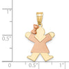 14k Two-tone The Kids Small Girl with Bow on Left Engravable Joy Charm