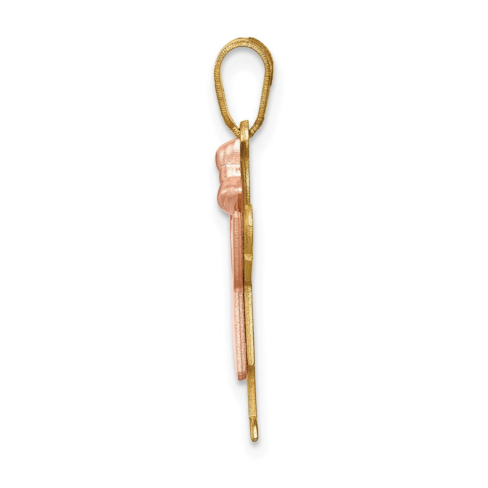 14k Two-tone The Kids Small Girl with Ruffles and Bow on Right Engravable Love Charm