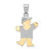 14k Two-tone The Kids Small Boy with Hat on Left Engravable Kiss Charm