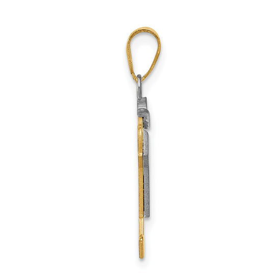 14k Two-tone The Kids Small Boy with Hat on Right Engravable Joy Charm