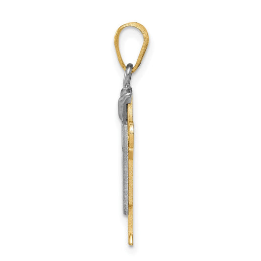 14k Two-tone The Kids Small Boy with Hat on Left Engravable Love Charm