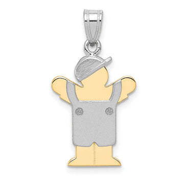 14k Two-tone The Kids Small Boy with Hat on Left Engravable Love Charm