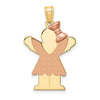 14k Two-tone The Kids Medium Girl with Ruffles and Bow on Right Engravable Love Charm