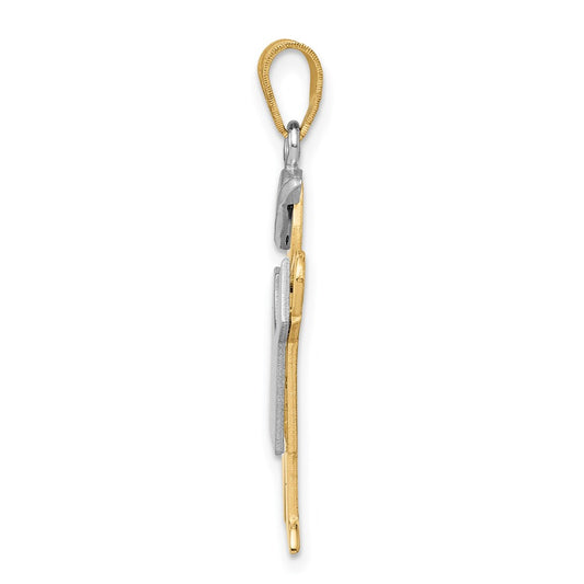 14k Two-tone The Kids Medium Boy with Hat on Left Engravable Kiss Charm