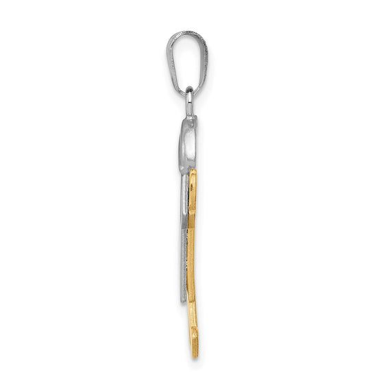 14k Two-tone The Kids Medium Boy with Hat on Right Engravable Joy Charm