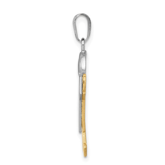 14k Two-tone The Kids Medium Boy with Hat on Right Engravable Joy Charm