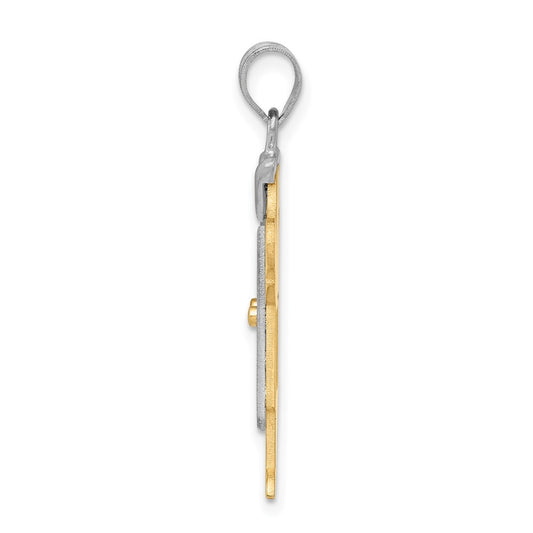 14k Two-tone The Kids Medium Boy with Hat on Left Engravable Love Charm