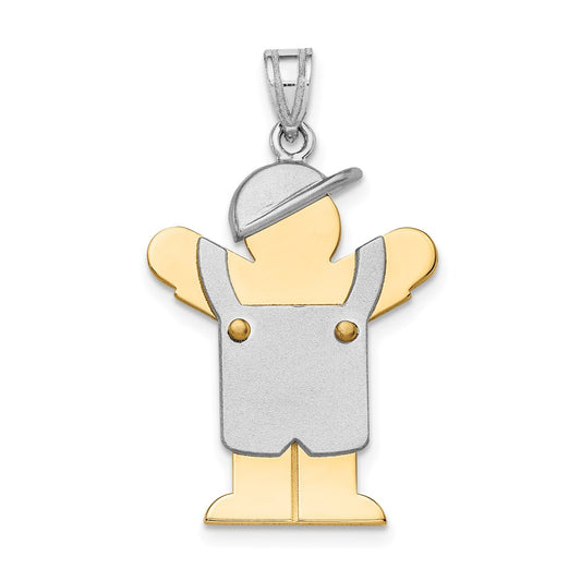 14k Two-tone The Kids Medium Boy with Hat on Left Engravable Love Charm