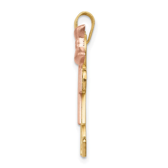 14k Tri-color The Kids Medium Boy on Left and Girl on Right Engravable Kiss Charm