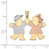 14k Tri-color The Kids Medium Boy on Left and Girl on Right Engravable Kiss Charm