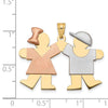 14k Tri-color The Kids Medium Girl on Left and Boy on Right Engravable Kiss Charm