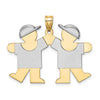 14k Two-tone The Kids Medium Double Boys Engravable Kiss Charm