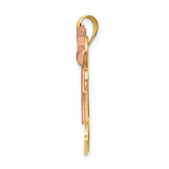 14k Two-tone The Kids Medium Double Girls Engravable Kiss Charm