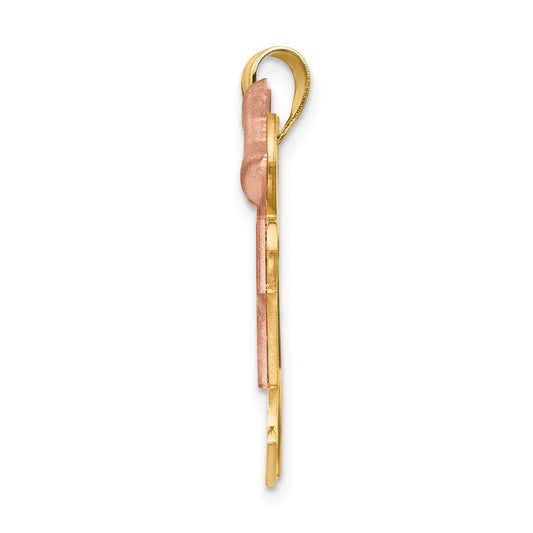 14k Two-tone The Kids Medium Double Girls Engravable Kiss Charm